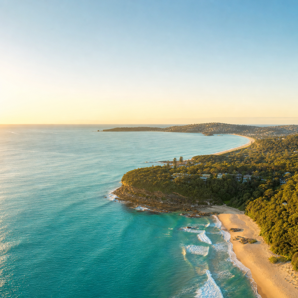 Aerial view of the Australian coastline near Sydney